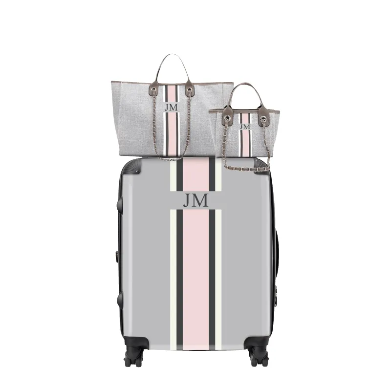 Trio Luggage Set - French Grey & Pink sold by Lily and Bean