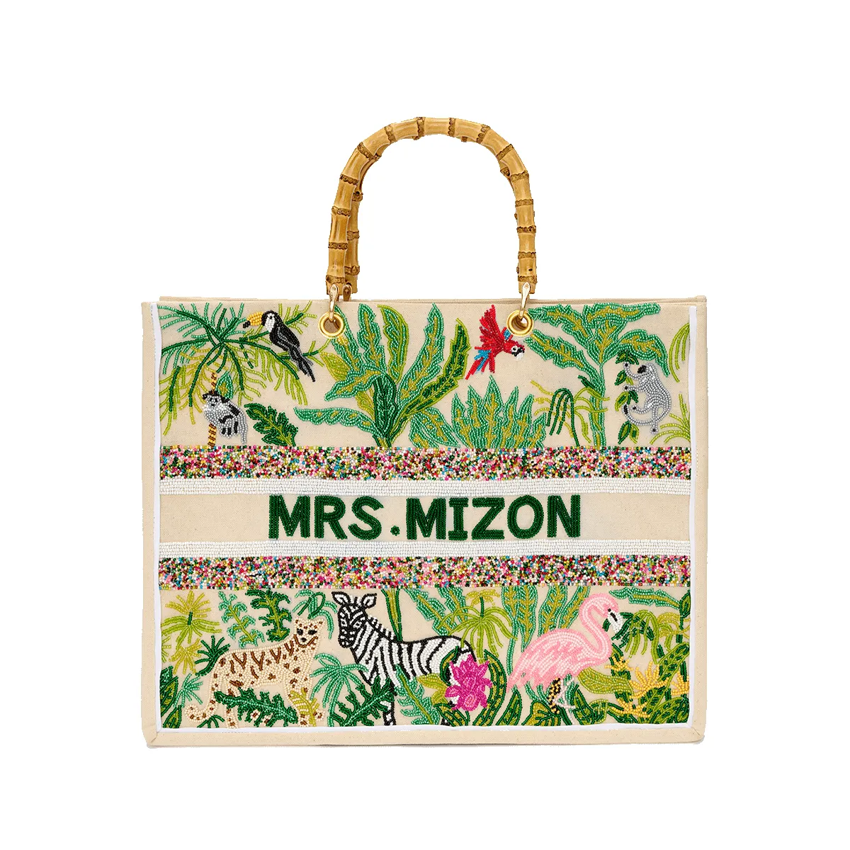 The Juliana Beaded Tote - Zebra sold by Lily and Bean