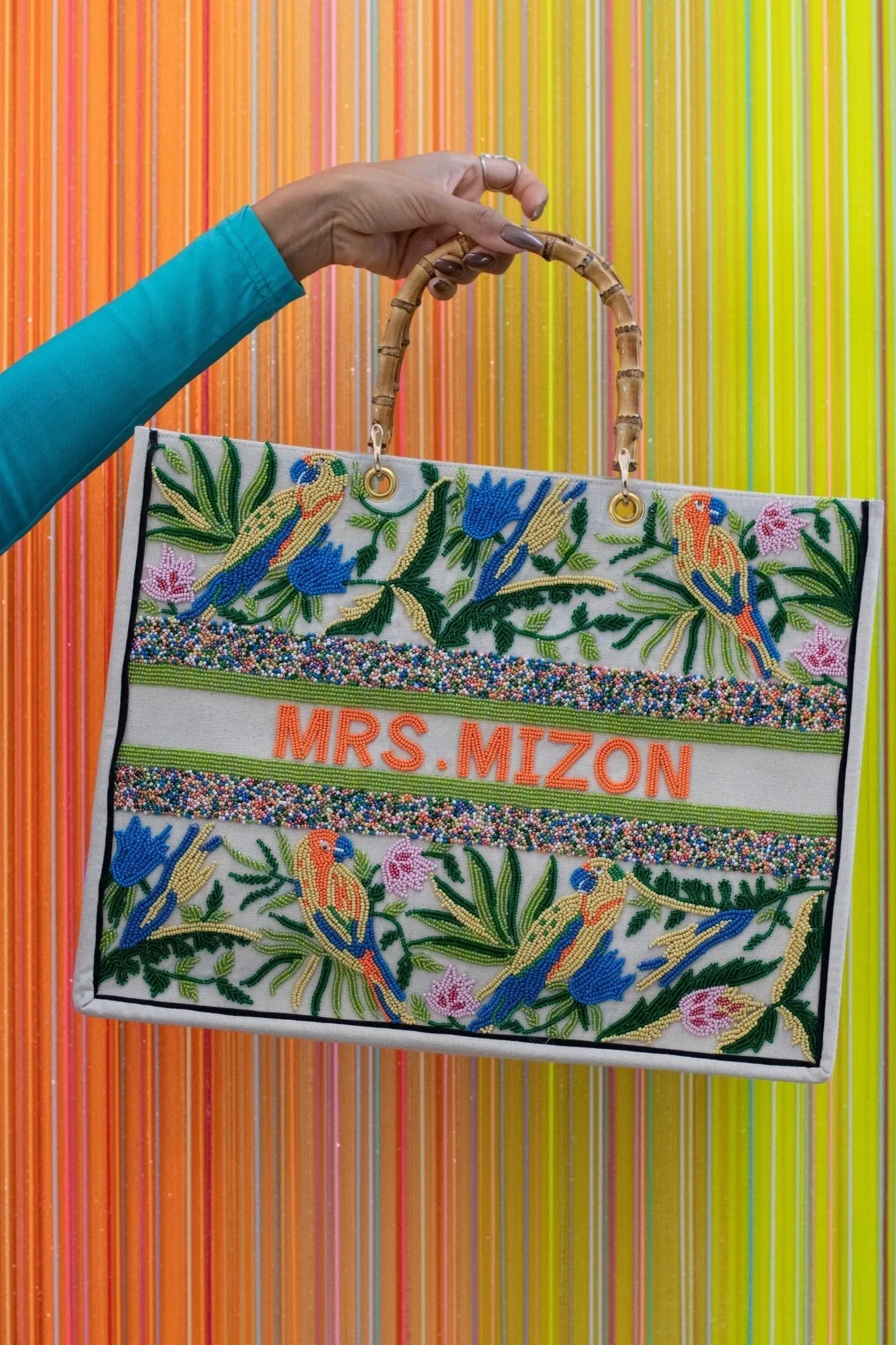 The Juliana Beaded Tote - Lovebirds sold by Lily and Bean product image thumbnail 4