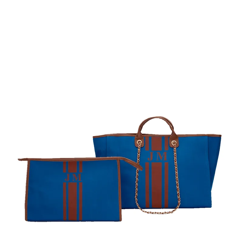 Tote and Ultimate Cosmetic Duo - Poolside Blue sold by Lily and Bean