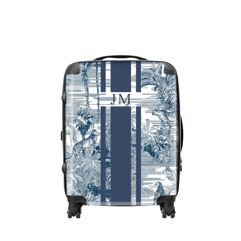 Tropical Print Hardshell Luggage - Navy sold by Lily and Bean