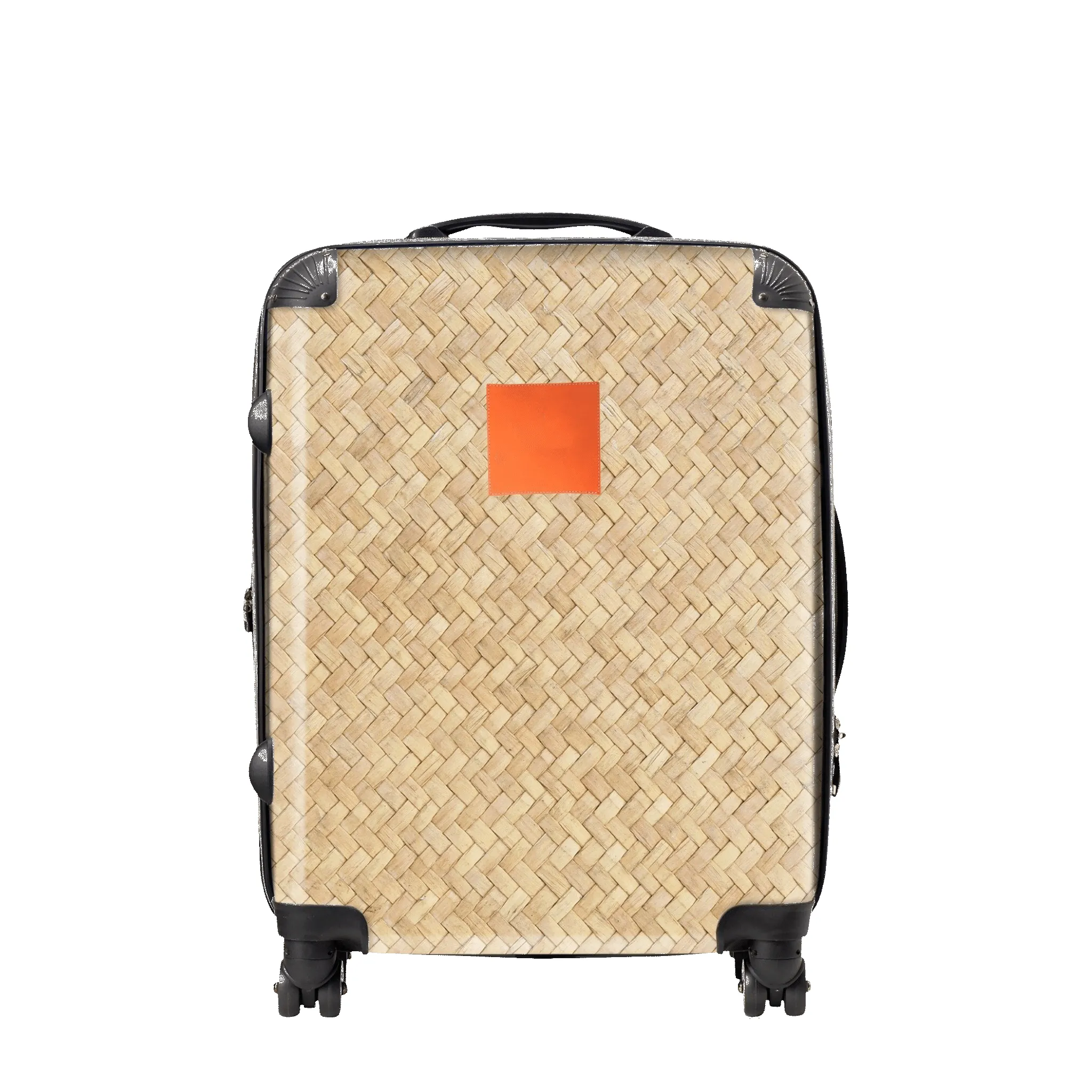 Straw Effect Hardshell Luggage - Orange Patch sold by Lily and Bean