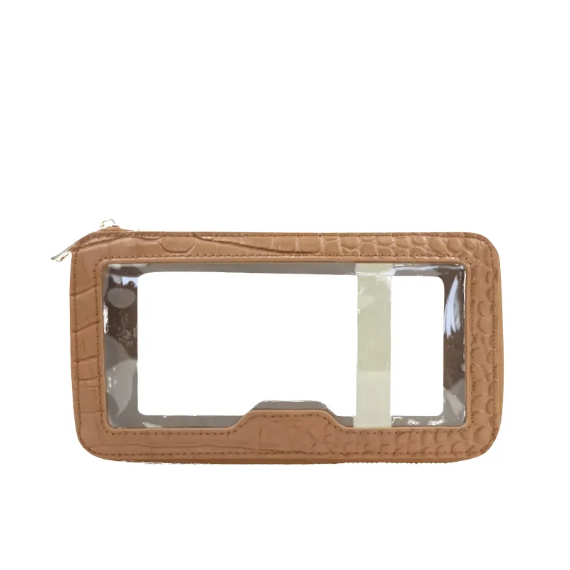 Clear Rectangular Make-up Bag - Tan Croc sold by Lily and Bean
