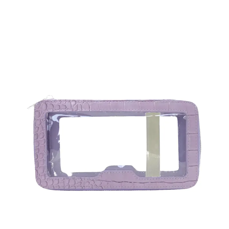 Clear Rectangular Make-up Bag - Lilac Croc sold by Lily and Bean