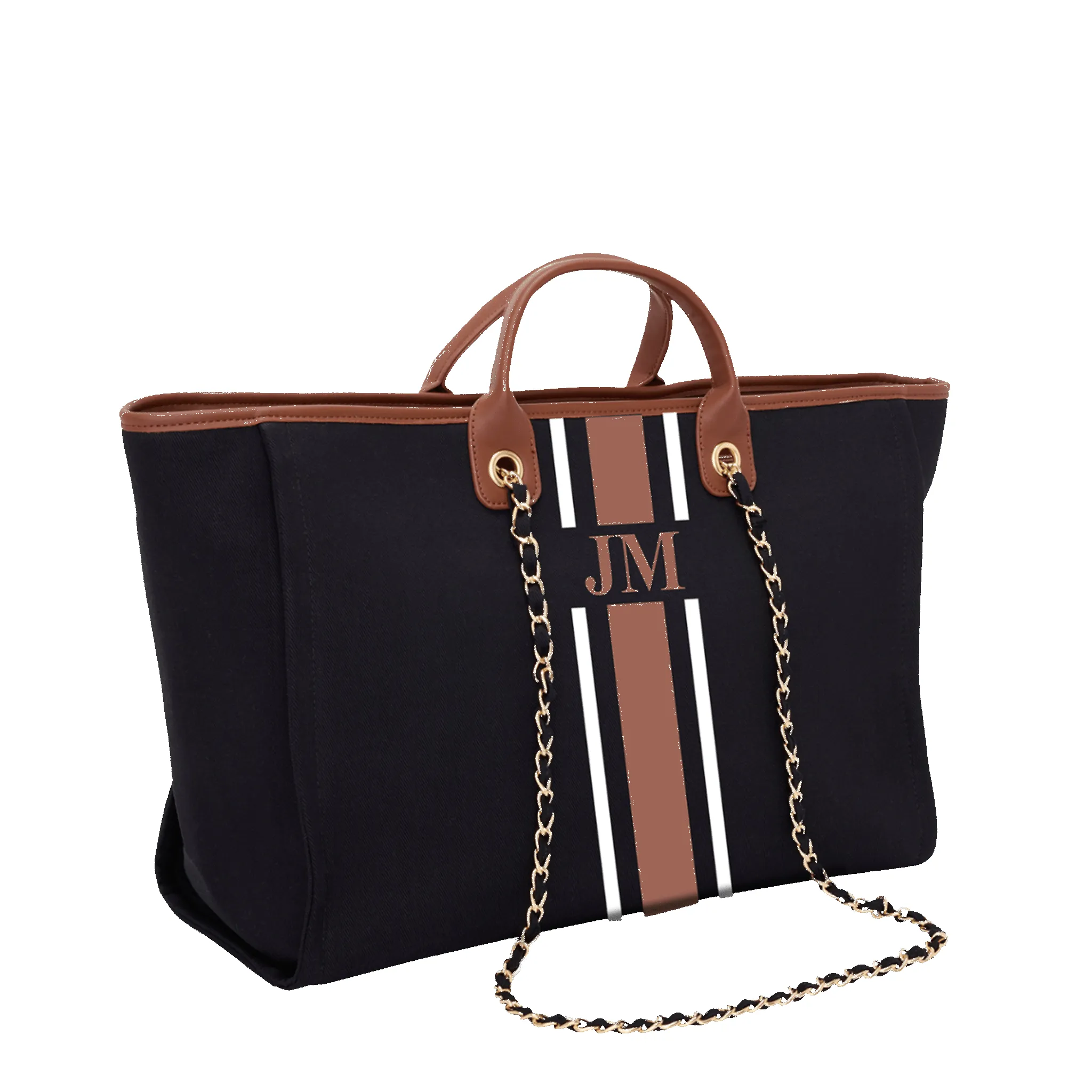 The Lily Canvas Tote - Black with Tan & White sold by Lily and Bean product image thumbnail 2