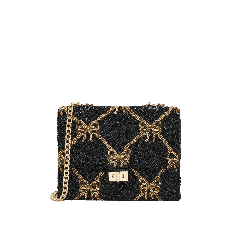Black Beaded Bow Bag sold by Lily and Bean