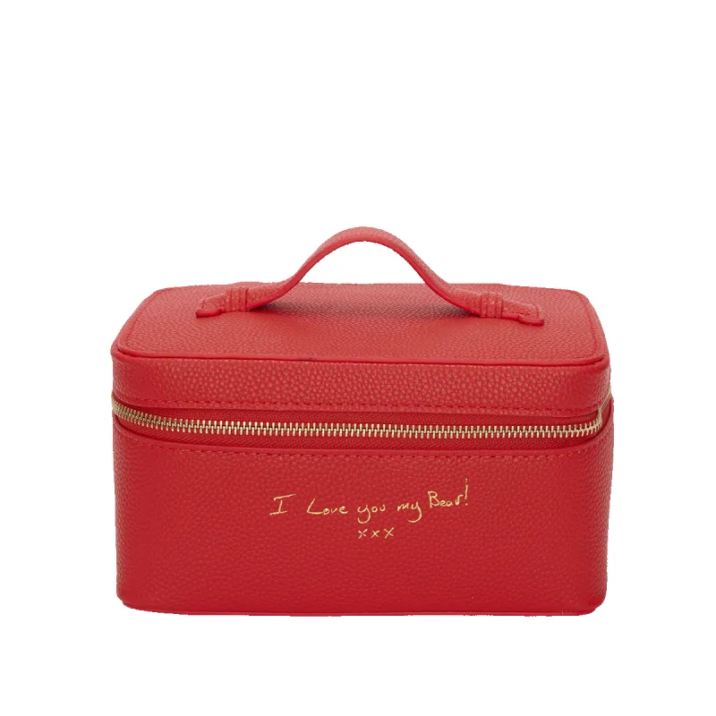 Leather Vanity Case with Hand Written Note - Red sold by Lily and Bean