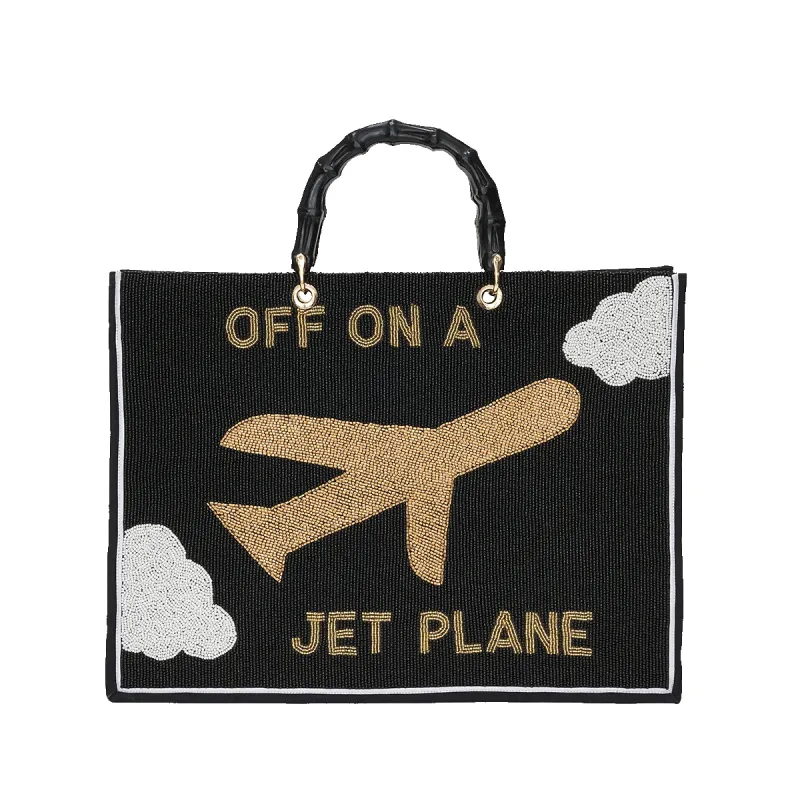 Jet Plane Beaded Bag - Black & Gold sold by Lily and Bean