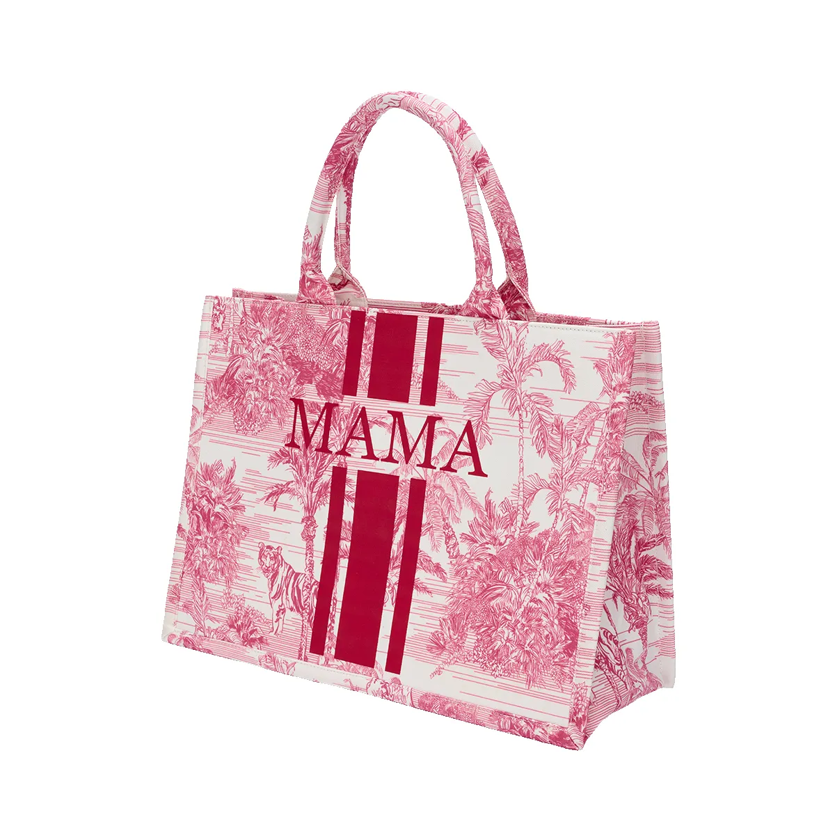 Raspberry Shopper Tiger Canvas tote sold by Lily and Bean product image thumbnail 3