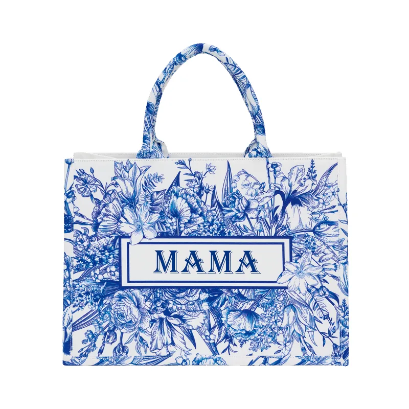 Toile Blue Patterned Shopper Tote sold by Lily and Bean