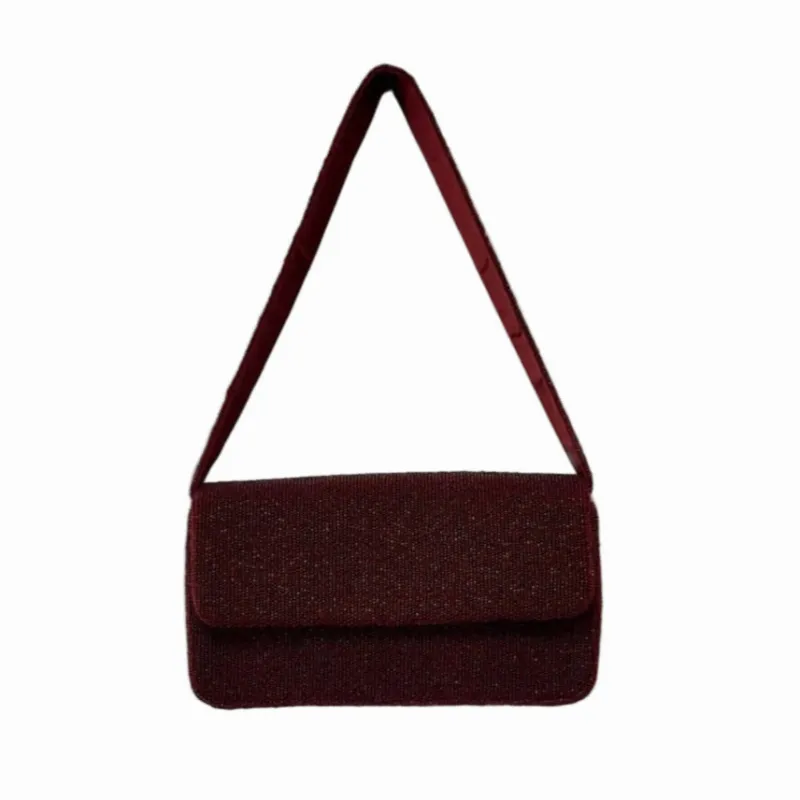 The Beaded Shoulder Bag - Wine sold by Lily and Bean