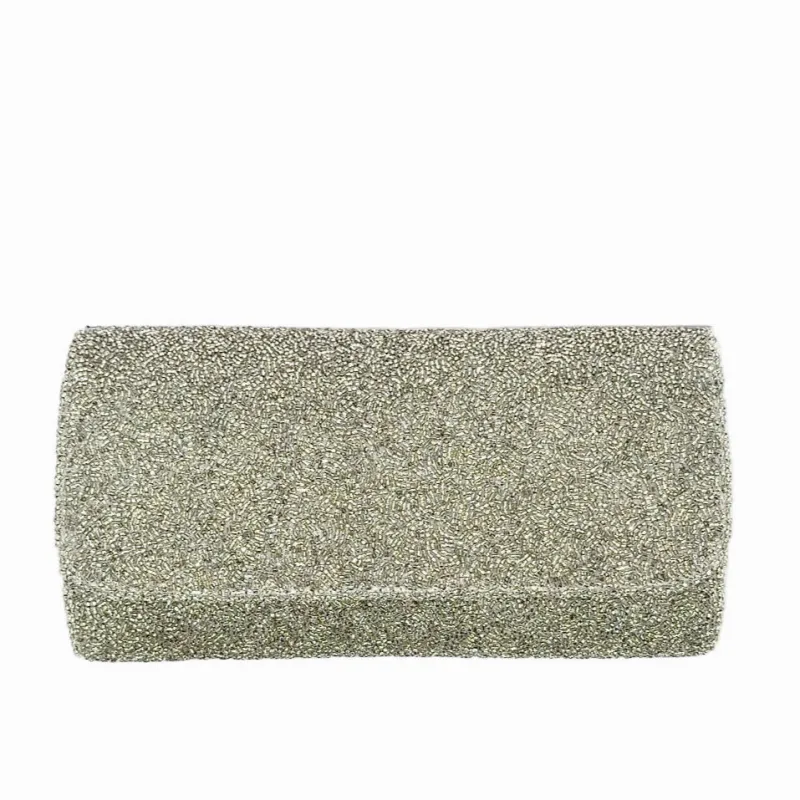The Silver Beaded Clutch sold by Lily and Bean
