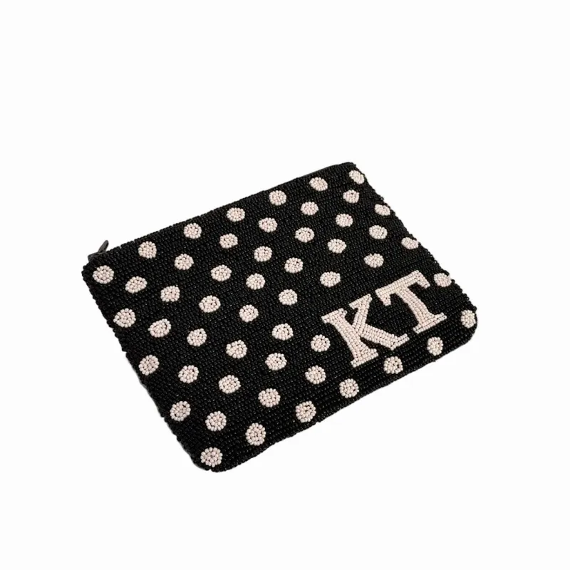 The Beaded Pouch - Brown & Pink sold by Lily and Bean