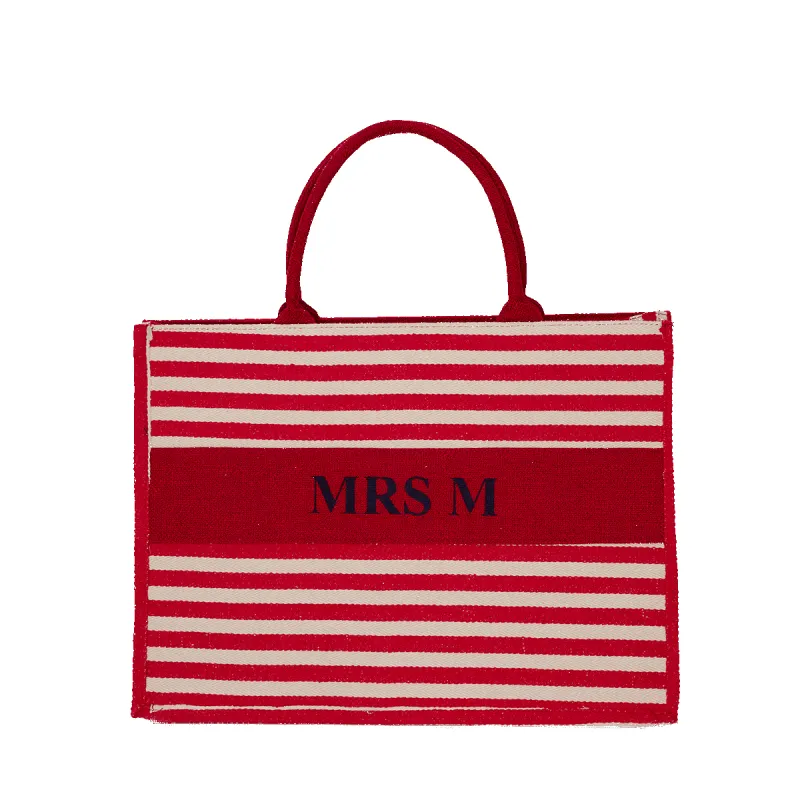 Stripy Canvas Tote - Red made by Lily and Bean