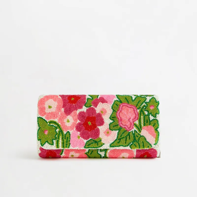 The Flower Garden Beaded Clutch made by Lily and Bean