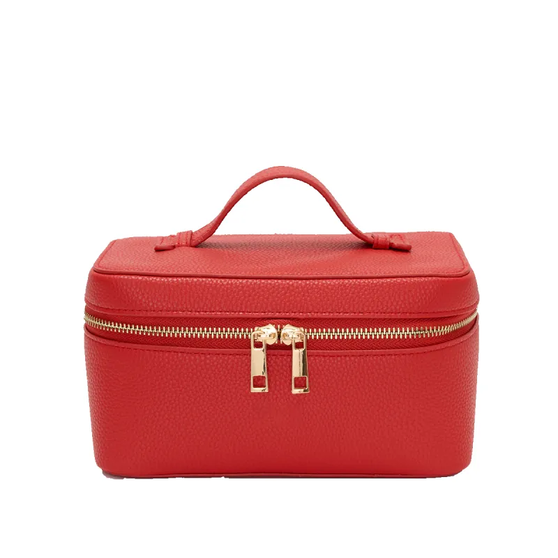 L&B Leather Travel Vanity Case - Red sold by Lily and Bean