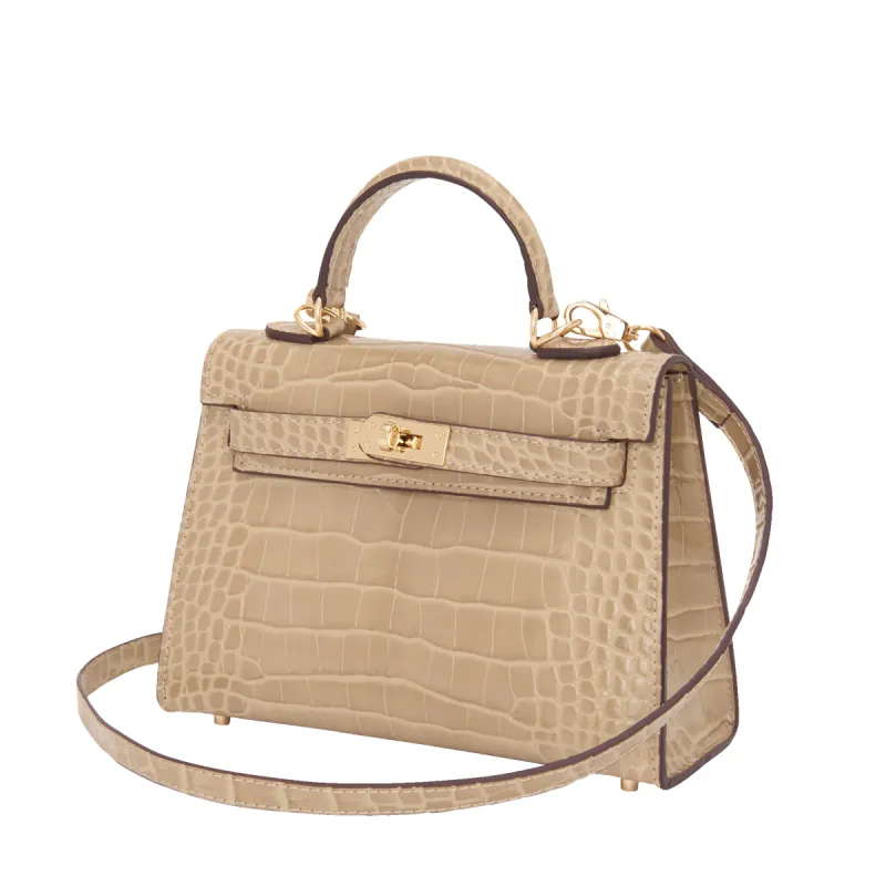 Lily & Bean Hettie The Croc Style Mini Bag -Khaki sold by Lily and Bean