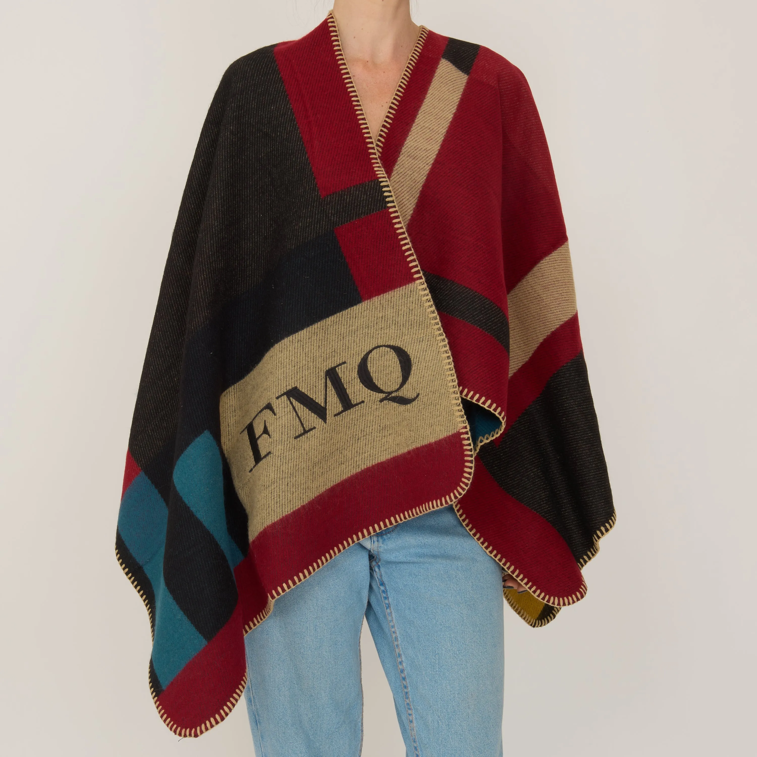 L&B Personalised Poncho Red Patchwork sold by Lily and Bean product image thumbnail 3
