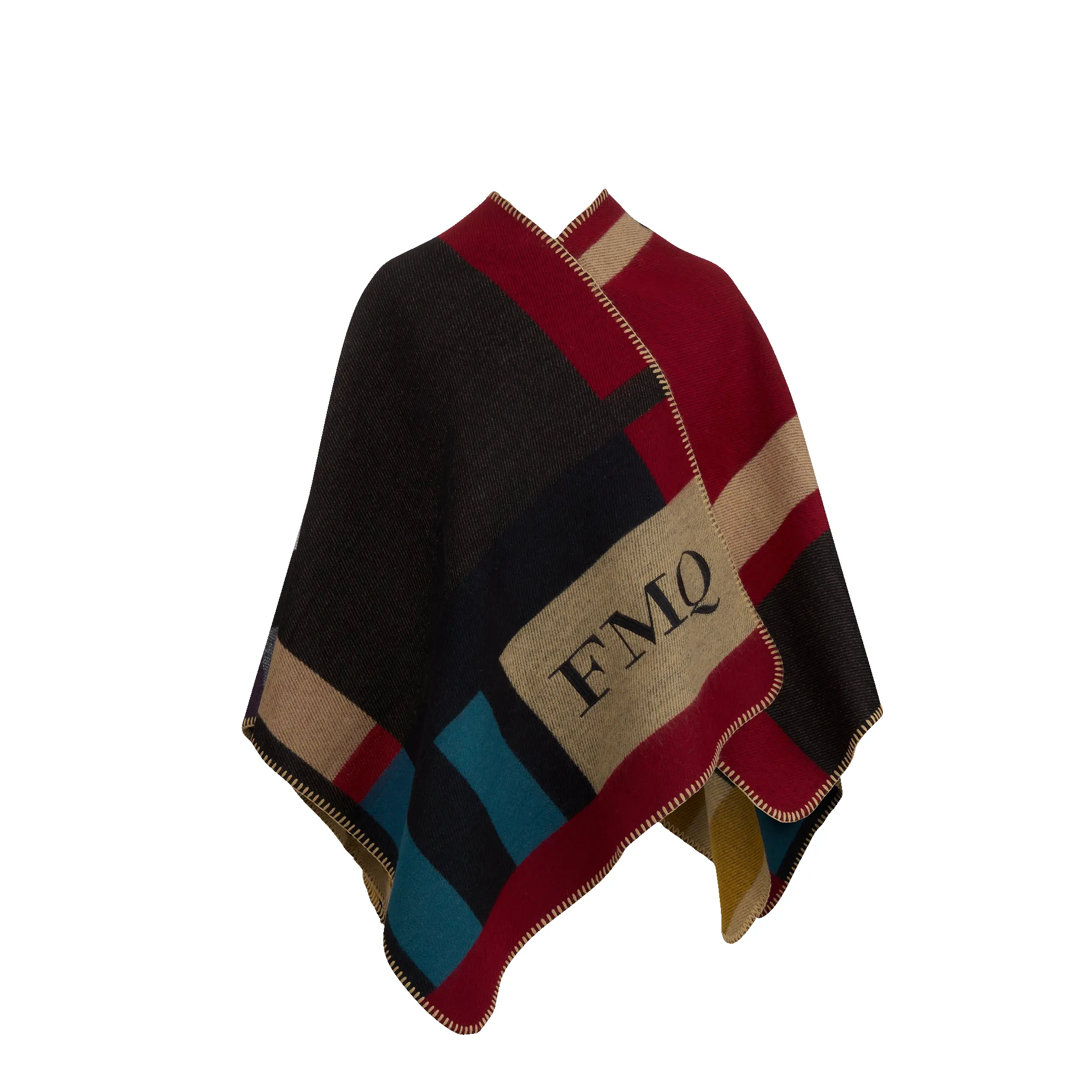 L&B Personalised Poncho Red Patchwork sold by Lily and Bean