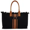 The Lily Fringe Tote - Black and Tan sold by Lily and Bean