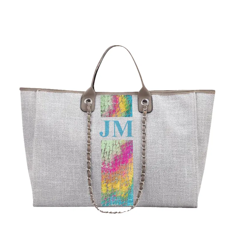 The Lily Canvas Jumbo - French Grey - Rainbow Snake Pattern sold by Lily and Bean
