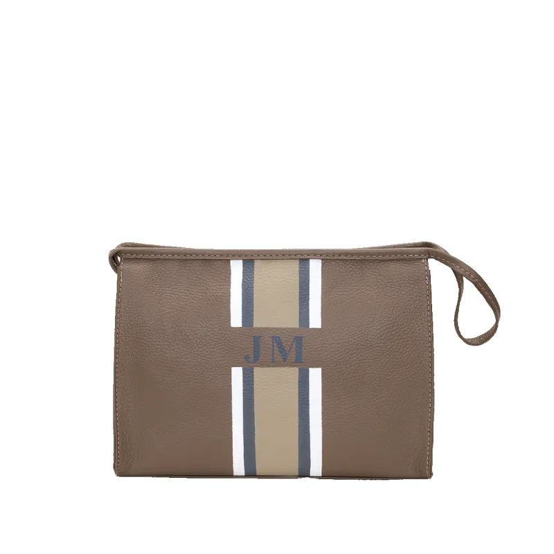 Egerton Italian Leather Cosmetic Bag - Mocha made by Lily and Bean