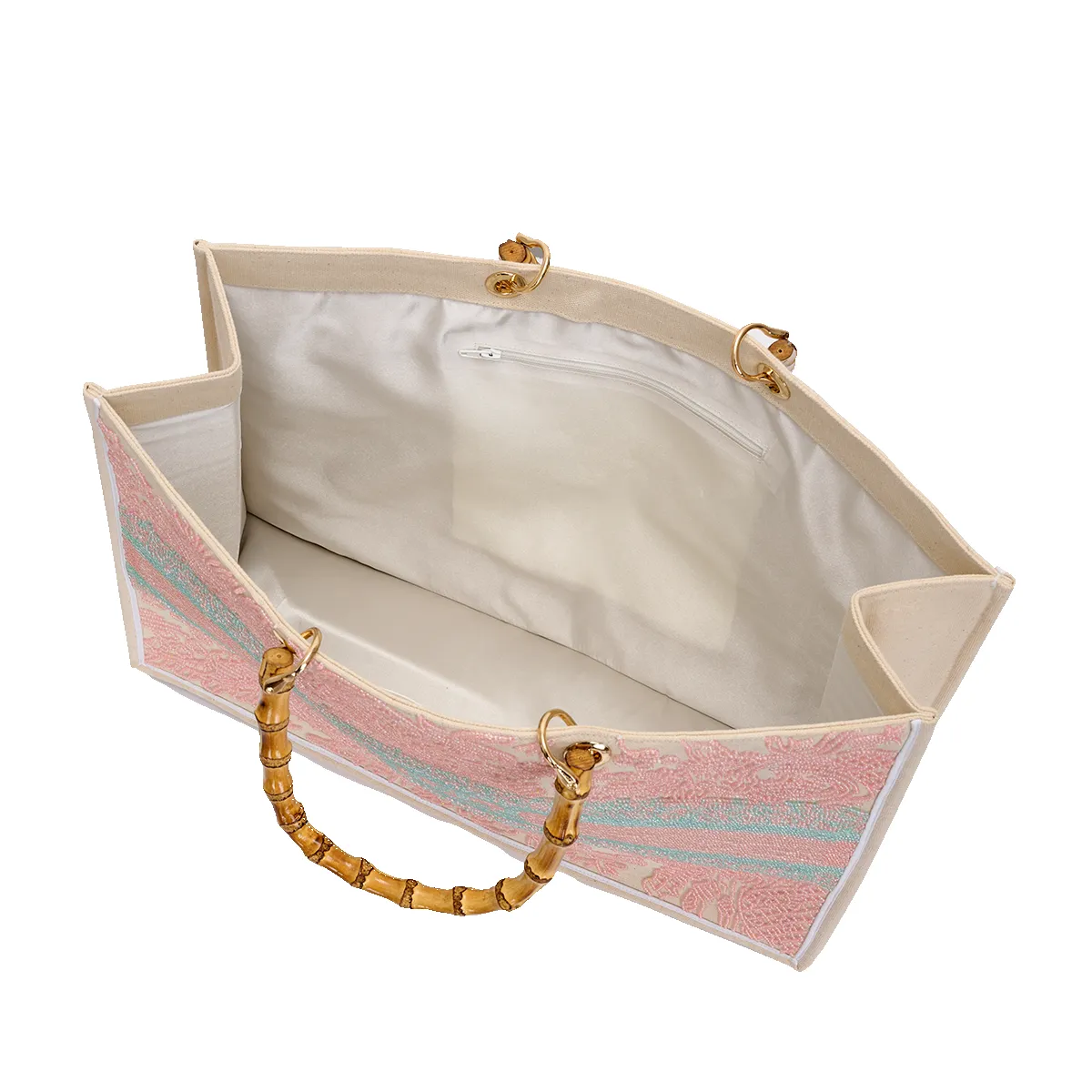 The Juliana Pastel Pink and Green Beaded Tote sold by Lily and Bean product image thumbnail 2