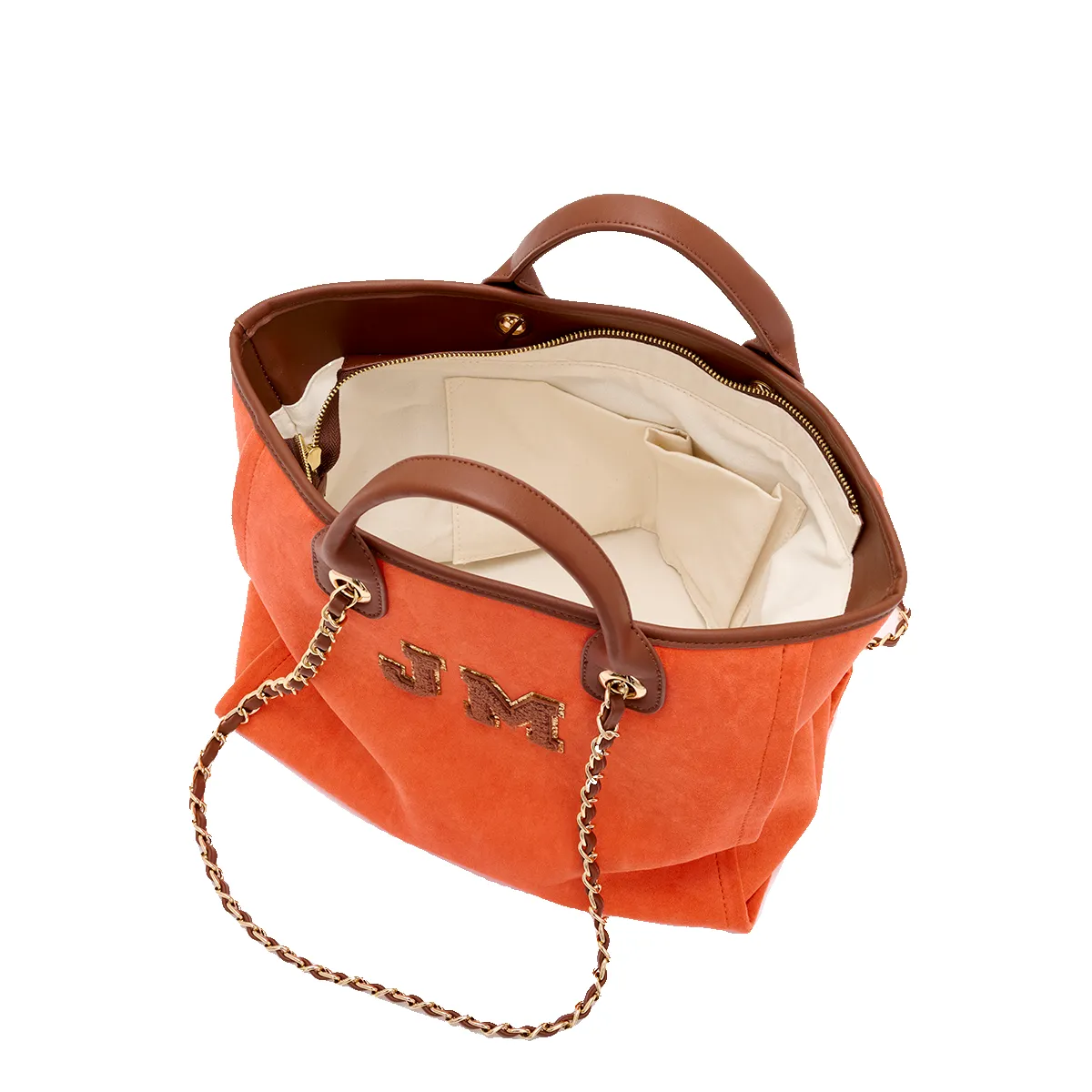 Lily and Bean Burnt Orange Velvet Tote with Initials Medium sold by Lily and Bean product image thumbnail 4