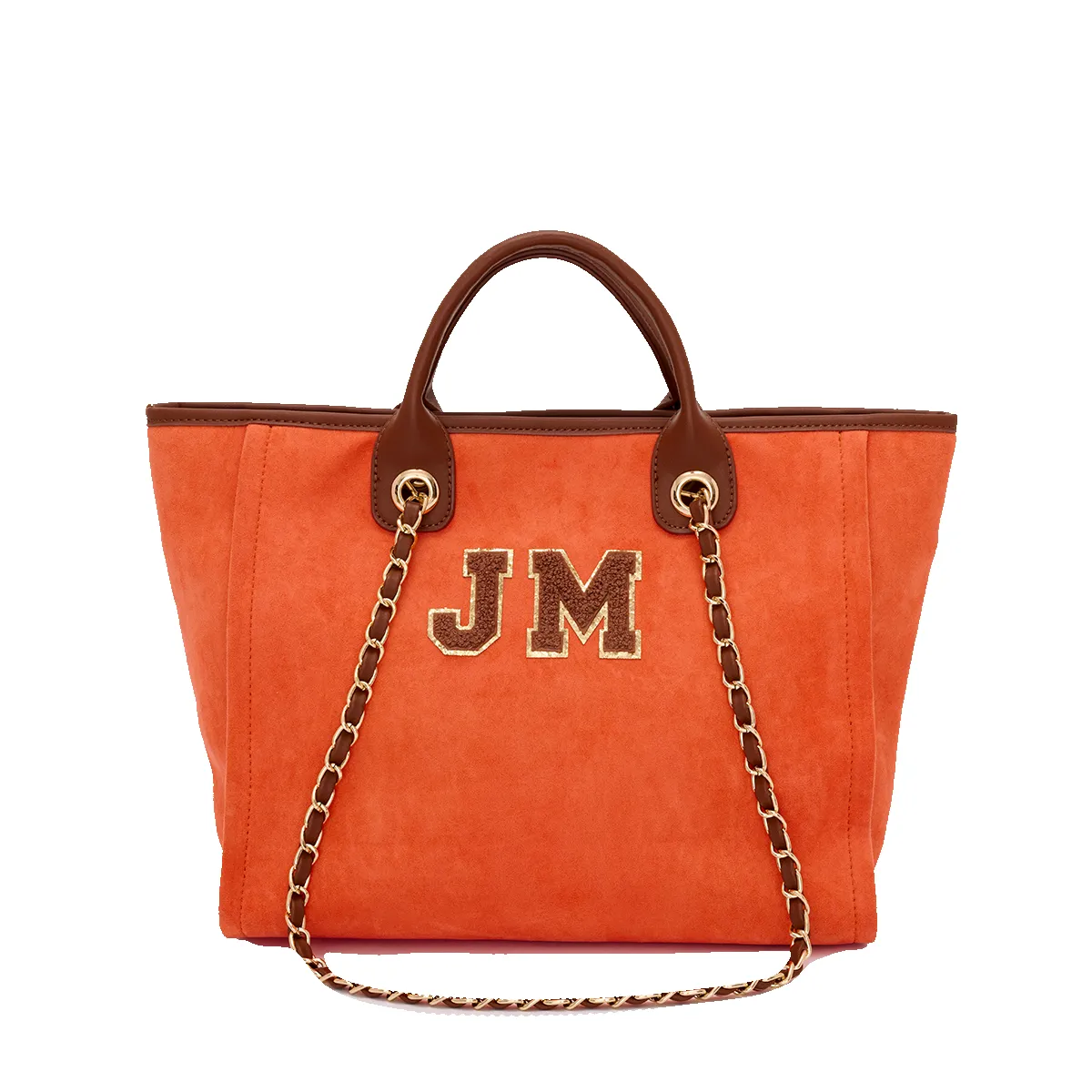 Lily and Bean Burnt Orange Velvet Tote with Initials Medium sold by Lily and Bean