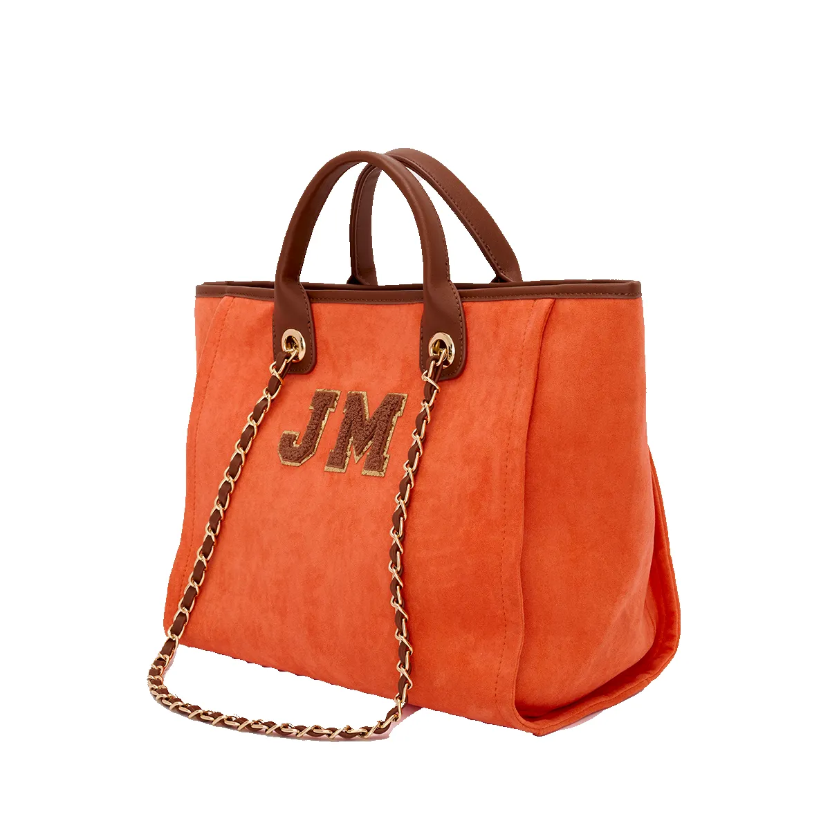 Lily and Bean Burnt Orange Velvet Tote with Initials Medium sold by Lily and Bean product image thumbnail 3