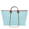 The Lily Canvas Jumbo - Sky Blue with Dark Tan Handles - Design Your Own sold by Lily and Bean