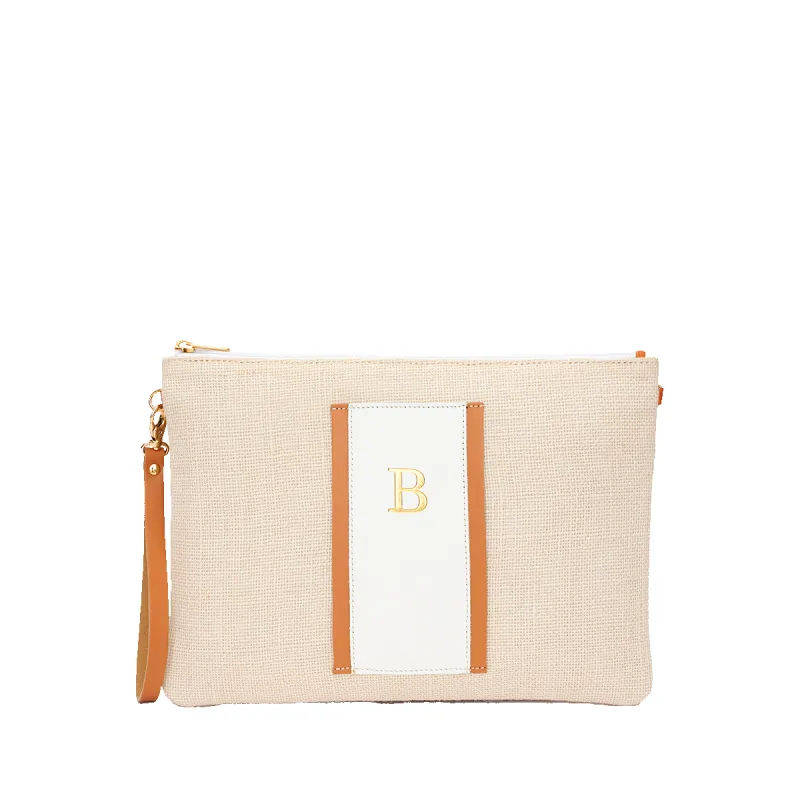 Annabel Straw Canvas Clutch sold by Lily and Bean