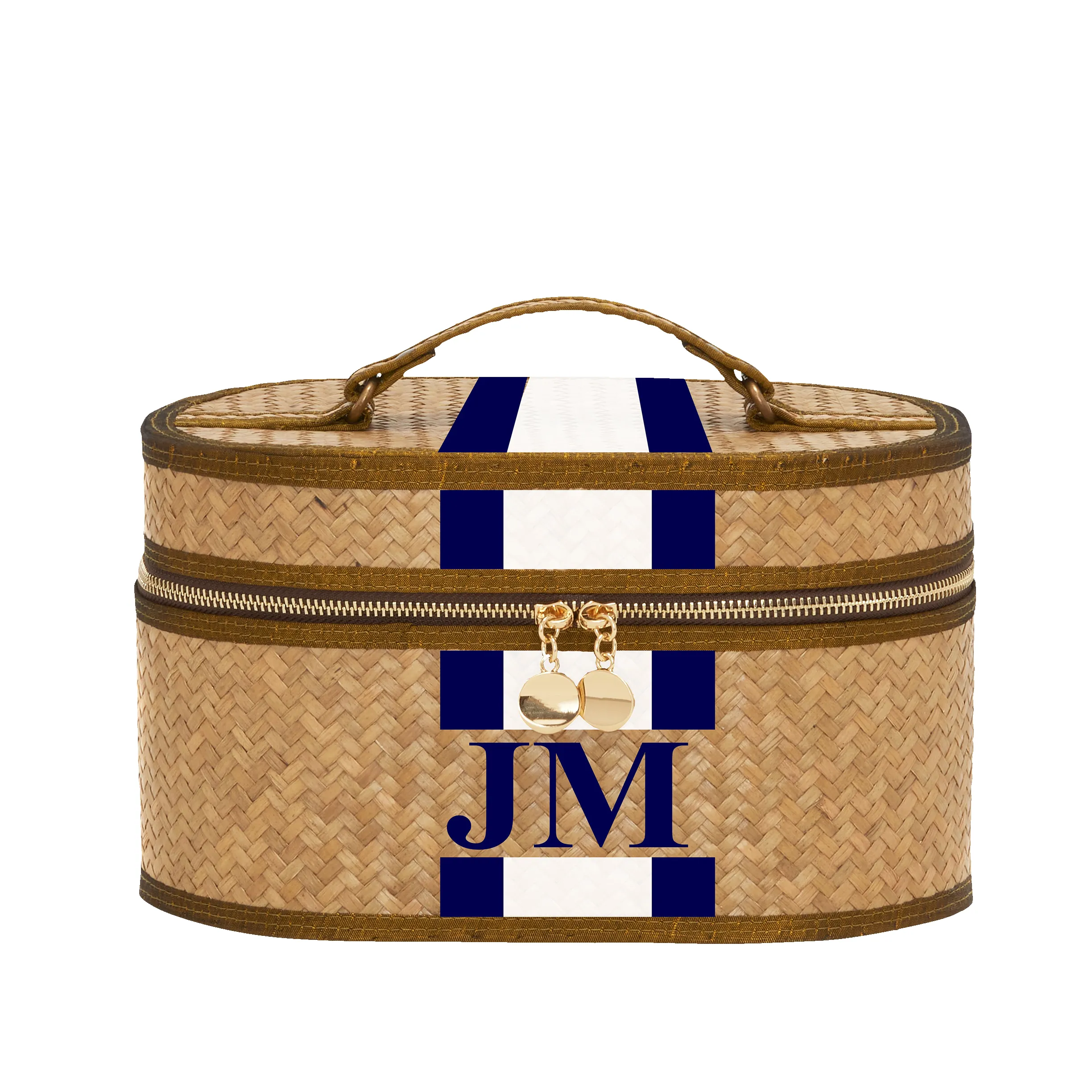 Straw Vanity Case - Navy & White sold by Lily and Bean