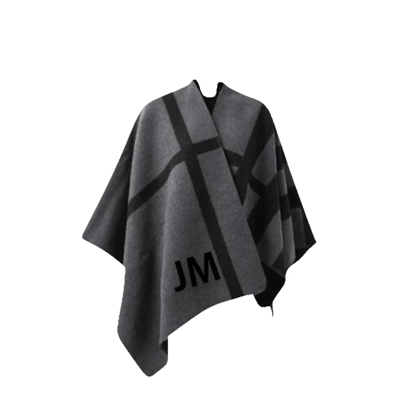 New Personalised Poncho Grey Check Plaid sold by Lily and Bean