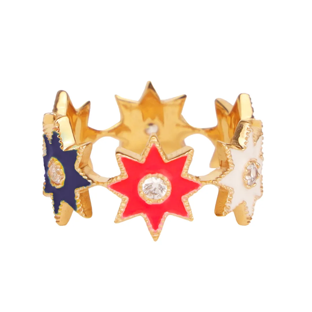 Red White and Blue Star Cluster Ring sold by BuDhaGirl product image thumbnail 2