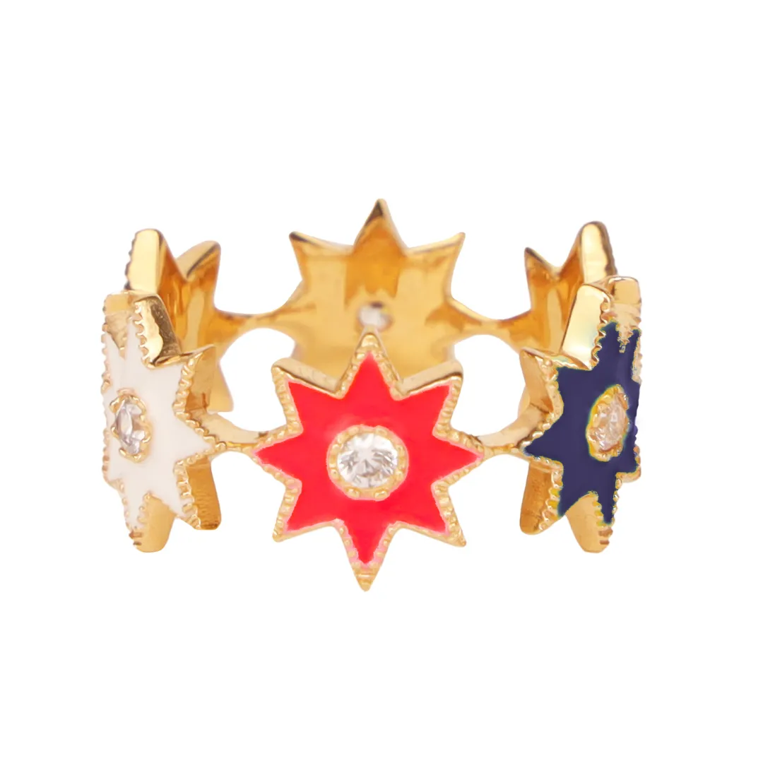 Red White and Blue Star Cluster Ring sold by BuDhaGirl