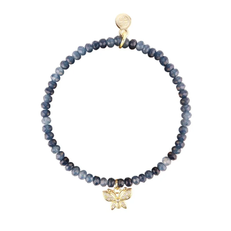 Luna Bracelet - Indigo With Butterfly Charm sold by BuDhaGirl