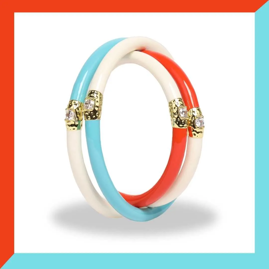 Turquoise/Ivory Yin & Yang All Weather Bangles® (AWB®) sold by BuDhaGirl product image thumbnail 3