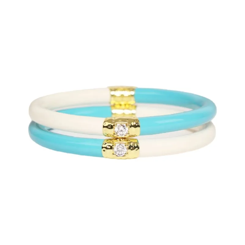 Turquoise/Ivory Yin & Yang All Weather Bangles® (AWB®) sold by BuDhaGirl
