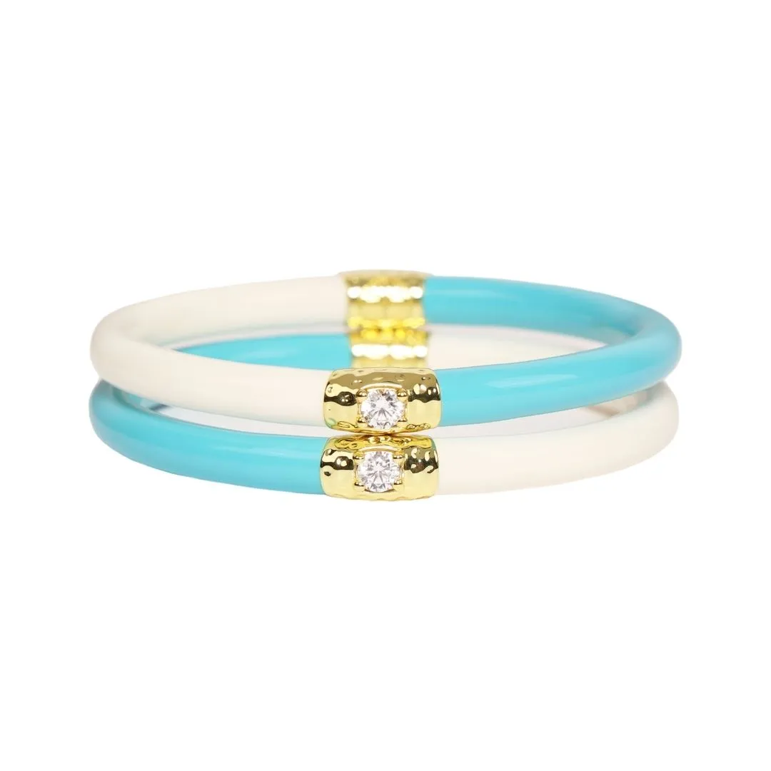 Turquoise/Ivory Yin & Yang All Weather Bangles® (AWB®) sold by BuDhaGirl