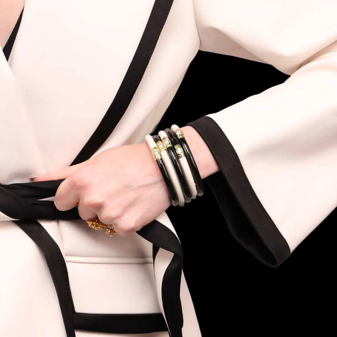 Black/Ivory Yin & Yang All Weather Bangles® (AWB®) sold by BuDhaGirl product image thumbnail 3