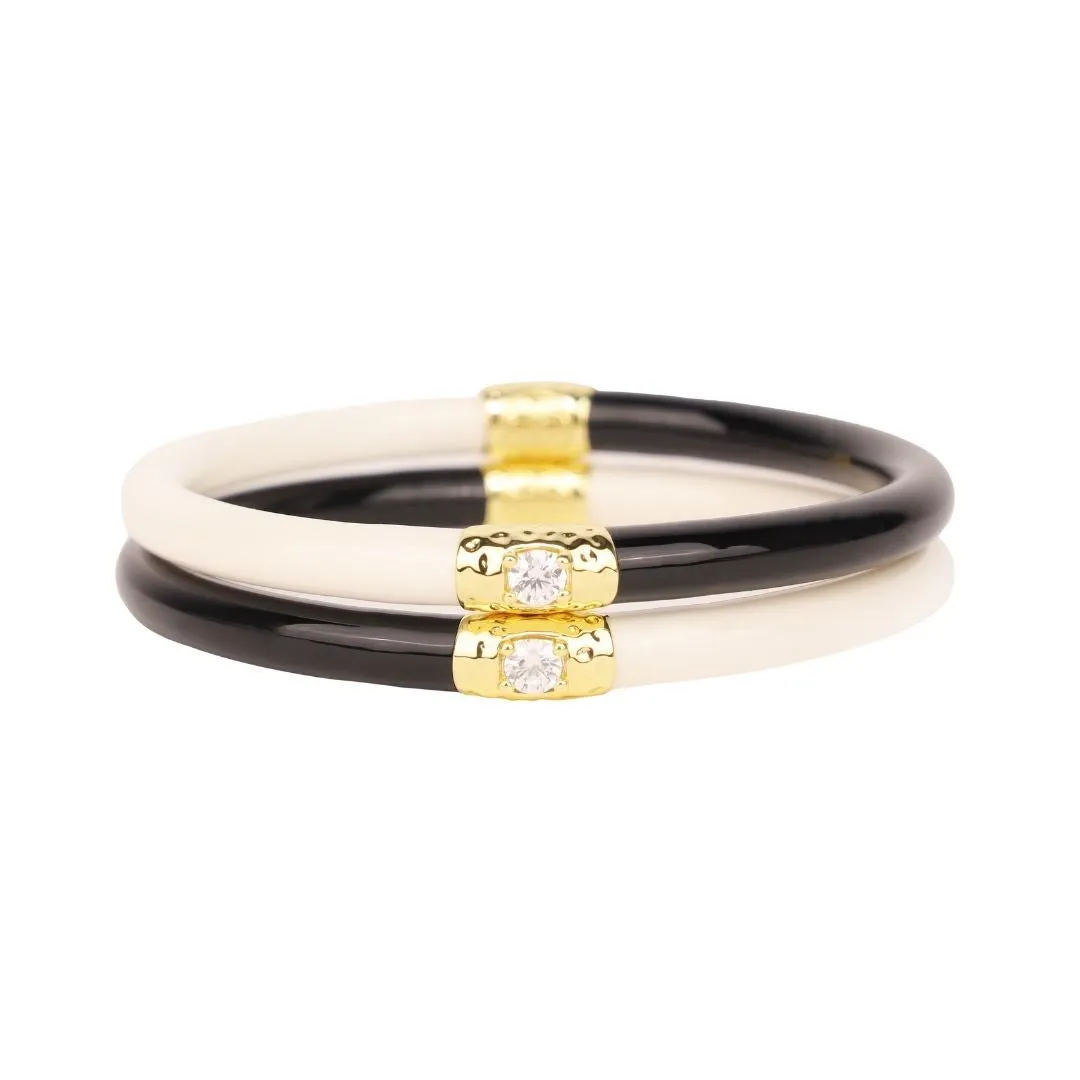 Black/Ivory Yin & Yang All Weather Bangles® (AWB®) sold by BuDhaGirl