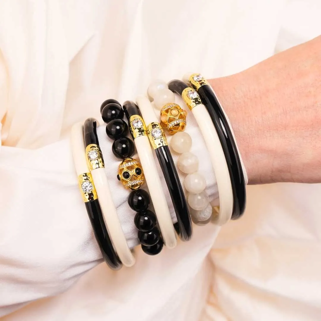 Black/Ivory Yin & Yang All Weather Bangles® (AWB®) sold by BuDhaGirl product image thumbnail 5
