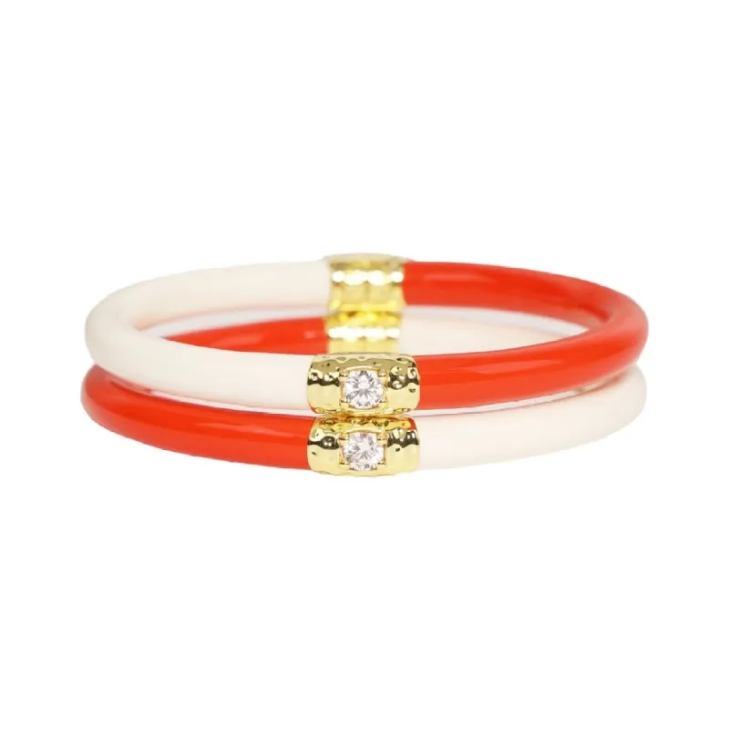 Coral/Ivory Yin & Yang All Weather Bangles® (AWB®) sold by BuDhaGirl
