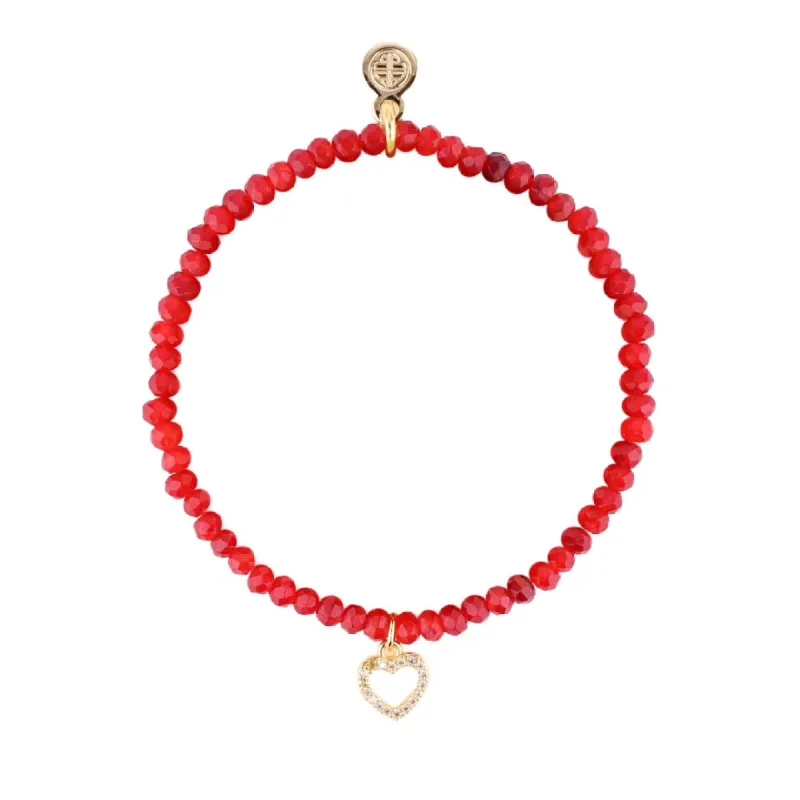 Luna Bracelet - Garnet With Heart Charm sold by BuDhaGirl
