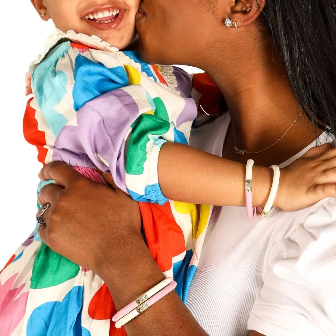 Pink/Ivory Yin & Yang All Weather Bangles® (AWB®) sold by BuDhaGirl product image thumbnail 4