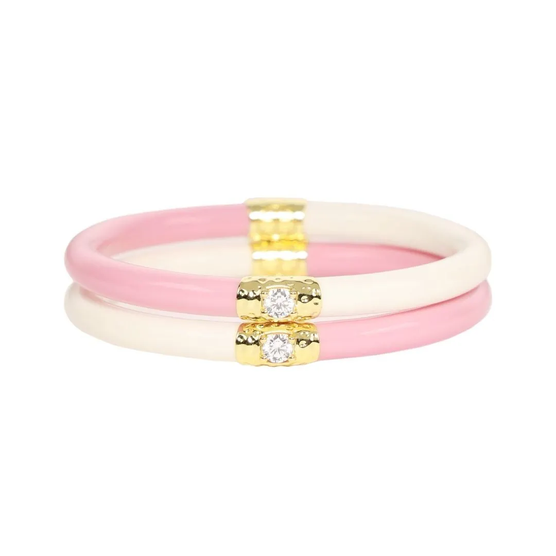 Pink/Ivory Yin & Yang All Weather Bangles® (AWB®) sold by BuDhaGirl