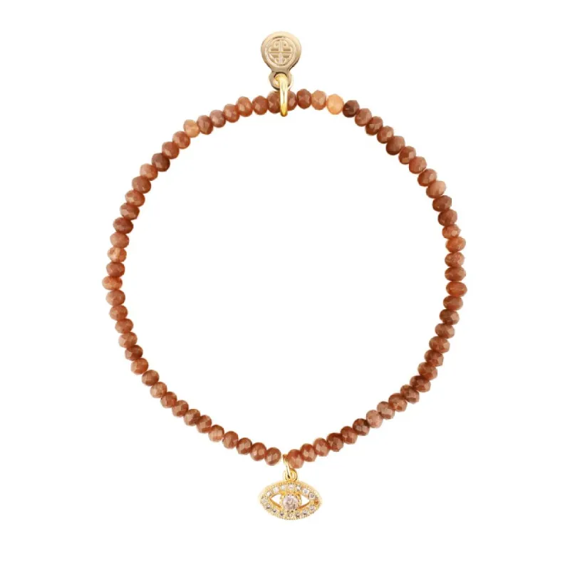 Luna Bracelet - Chocolate With Evil Eye Charm sold by BuDhaGirl