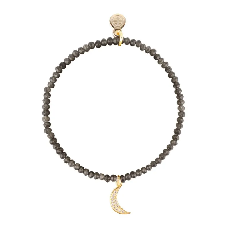Luna Bracelet - Charcoal With Moon Charm sold by BuDhaGirl