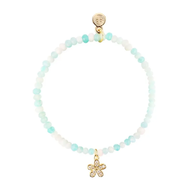 Luna Bracelet - Aqua With Flower Charm sold by BuDhaGirl